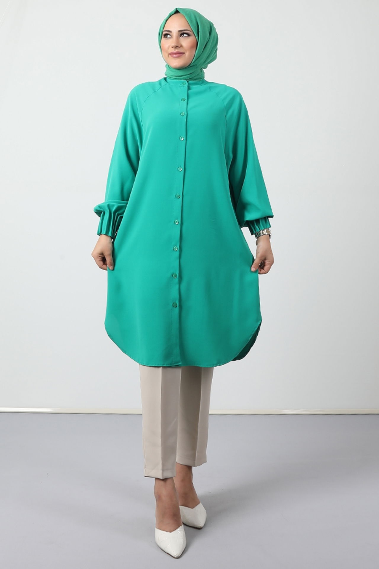 GİZAGİYİM - Kolu Pile Detay Gömlek Benetton