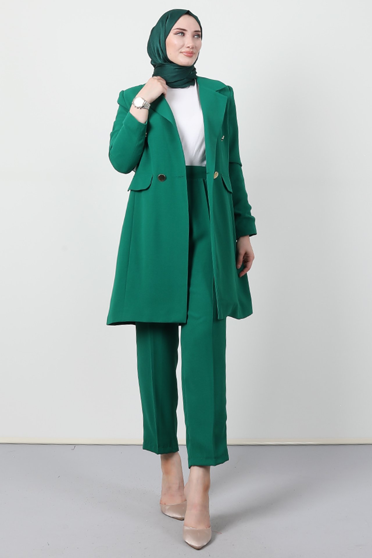 GİZAGİYİM - Blazer Ceket Takım Yeşil
