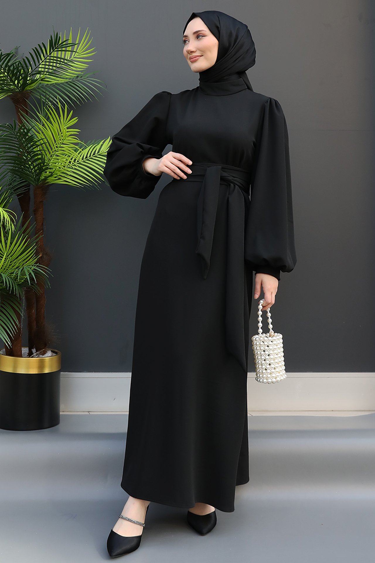 GİZ AGİYİM - Erva Krep Elbise Siyah