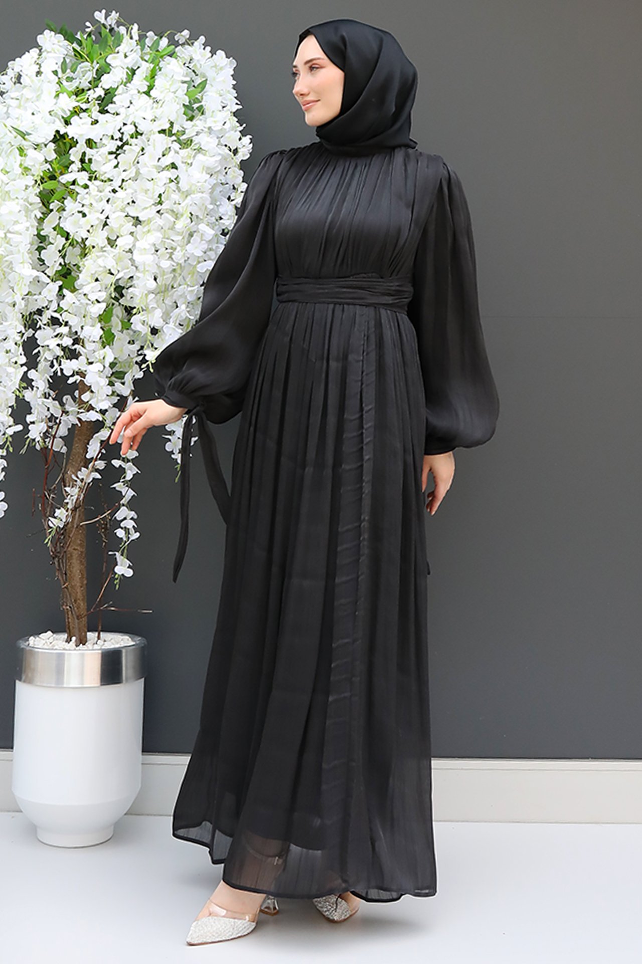 GİZ AGİYİM - Beren İpek Elbise Siyah