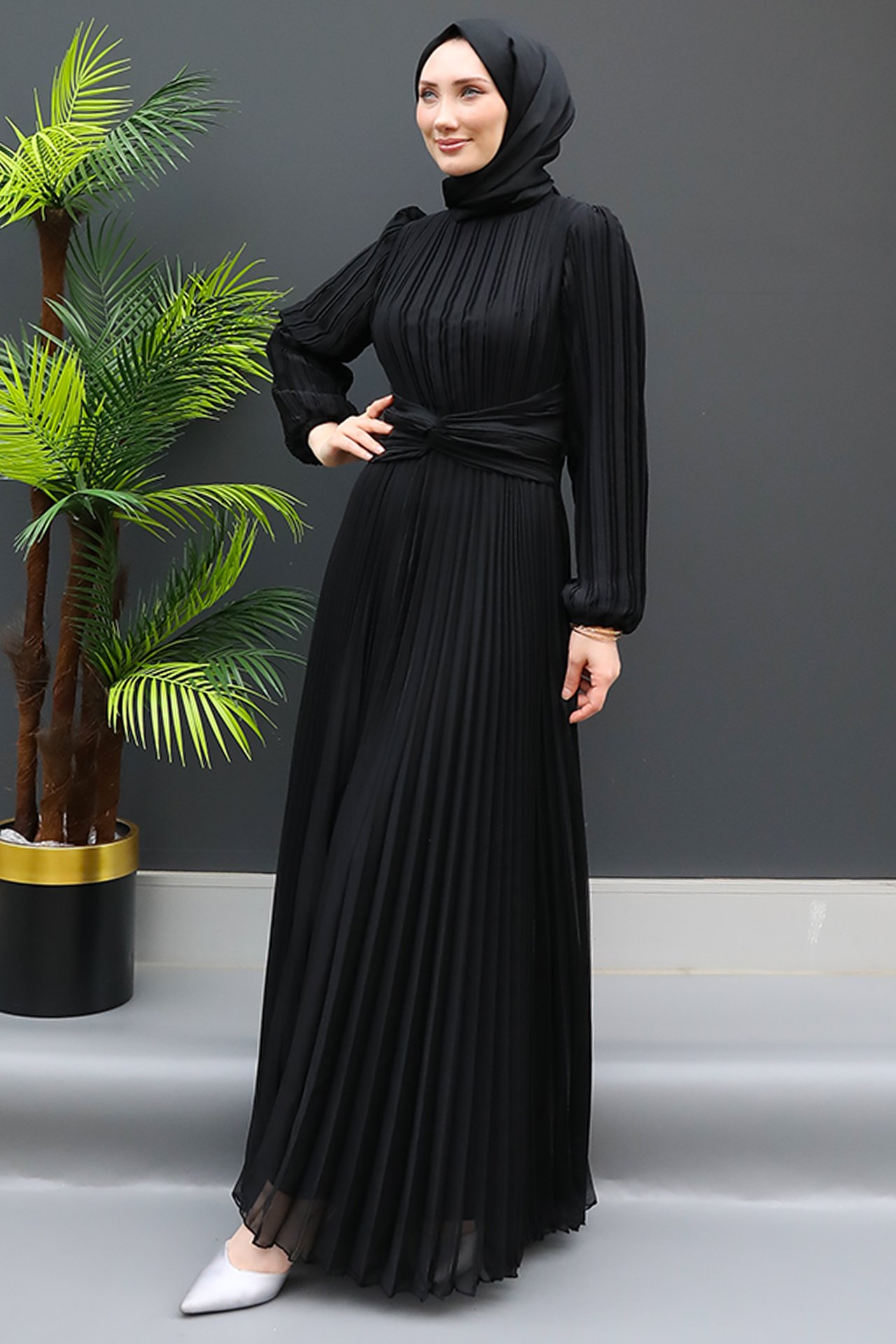 GİZ AGİYİM - Pilisoley Bağlama Detay Elbise Siyah