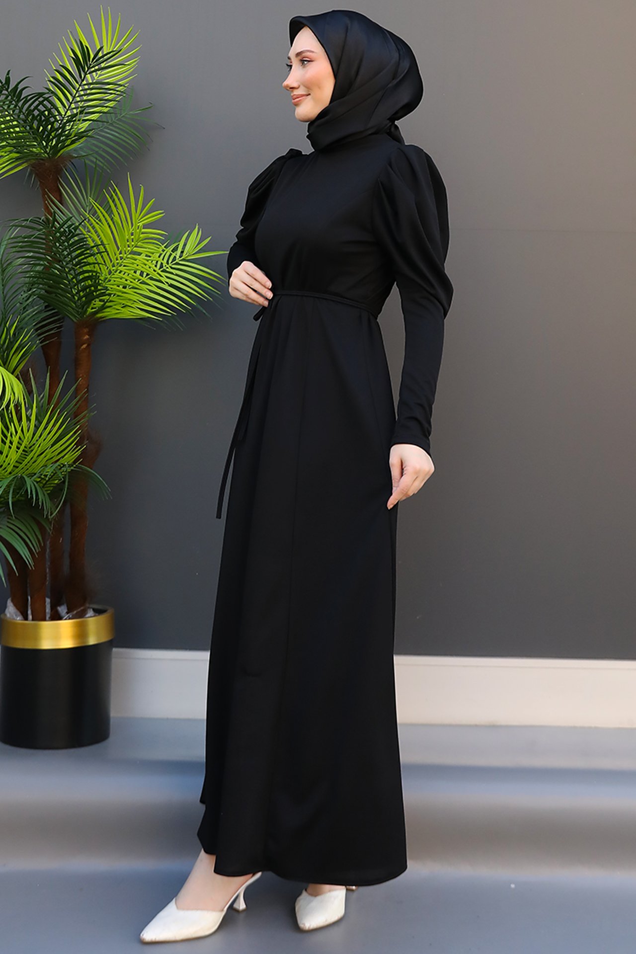 GİZ AGİYİM - Balon Kol Kalem Elbise Siyah